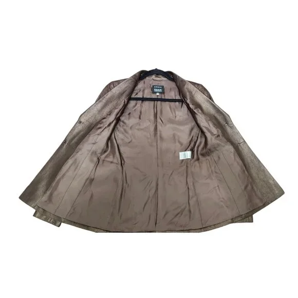 Akris Bergdorf Goodman Brown Lambskin Leather Blazer Jacket Tailored Snap Front - Picture 14 of 16